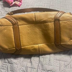 Coach camel and brown leather shoulder bag